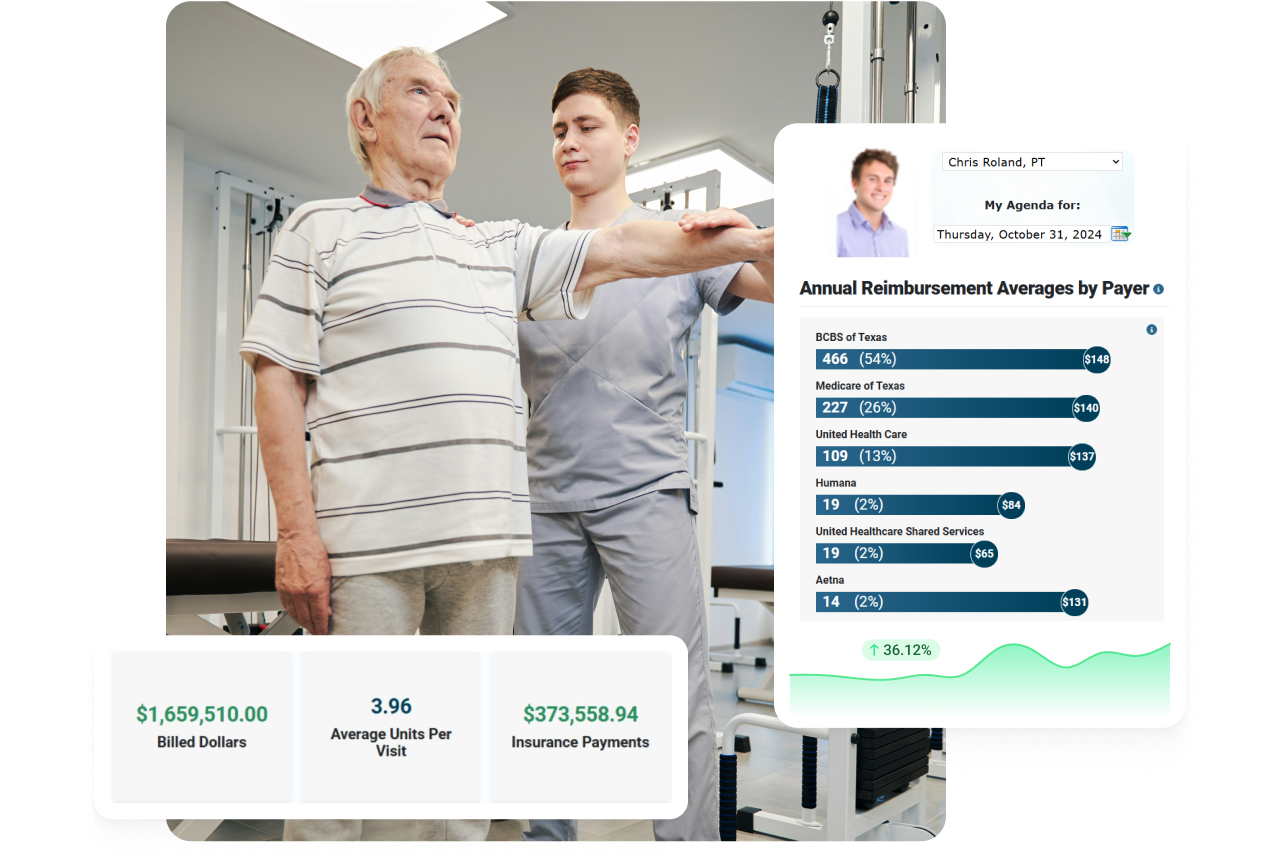 Screenshot of clinic billing metrics